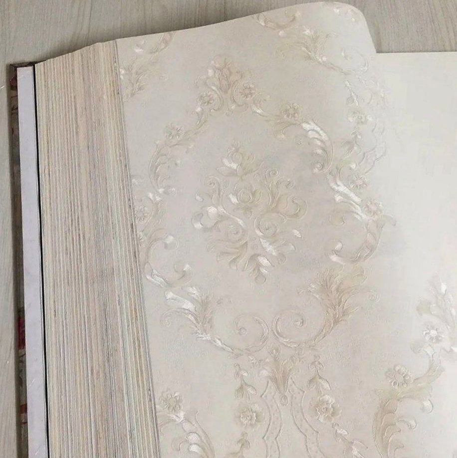 کاغذ دیواری داماس زمینه سفید صدفی روشن کد 881676