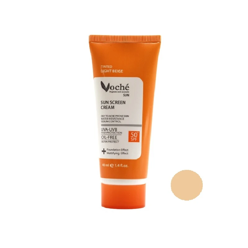 کرم ضد آفتاب رنگی وچه (رنگ بژ روشن) با SPF50 مناسب پوست چرب و دارای جوش حجم 40 میلی لیتر