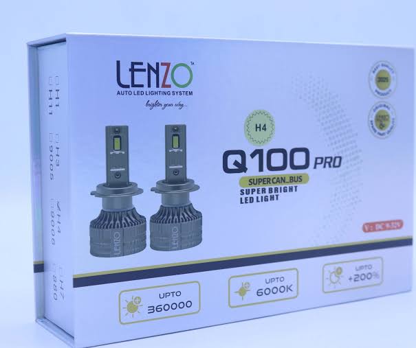 هدلایت لنزو مدل Q100 PRO پایه H7 با شدت نور 9000 لومن