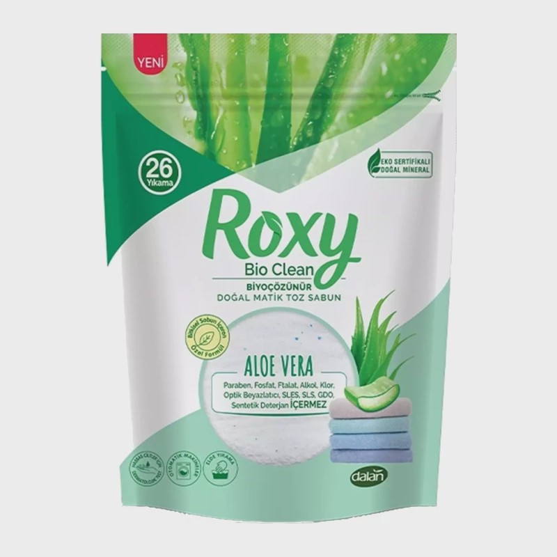 پودر صابون ماشین لباسشویی رکسی ROXY با رایحه Aloe Vera قابل استفاده برای لباس نوزادان حجم 800 میل