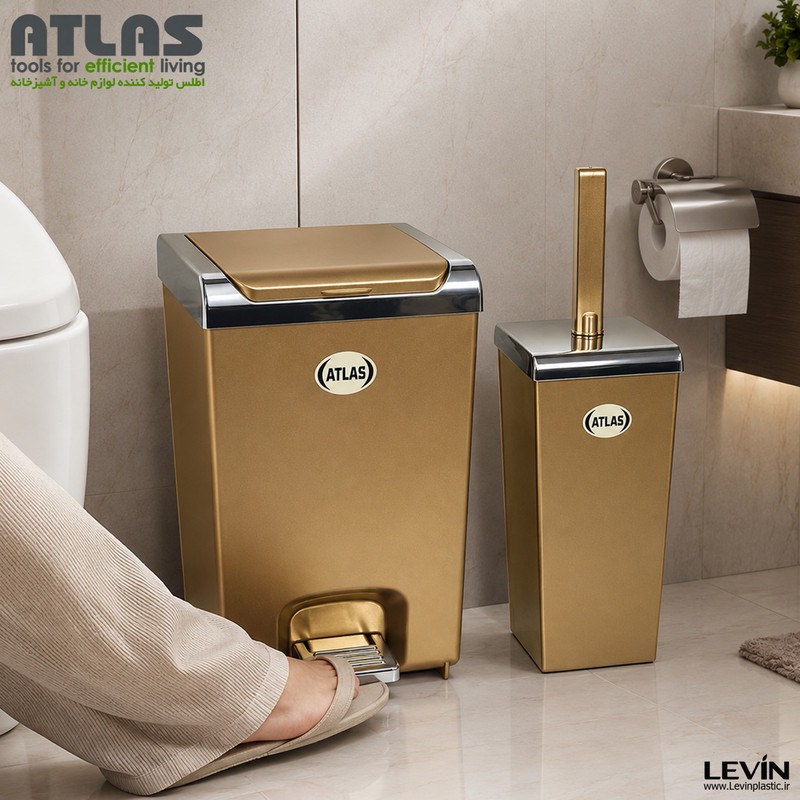 ست سطل و فرچه سرویس بهداشتی اطلس مدل زاگرس طرح متالیک