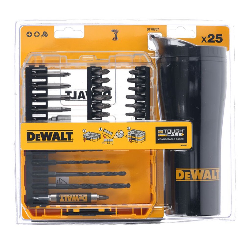 سری پیچ گوشتی و مته دیوالت مدل فشار قوی کد LBOX 70707QZ مجموعه 25 عددی به همراه ماگ