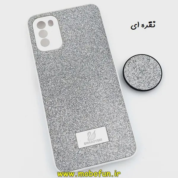 قاب گوشی Poco M3 پوکو شیائومی اکلیلی سواروسکی پاپ سوکت دار محافظ لنز دار نقره ای کد 186