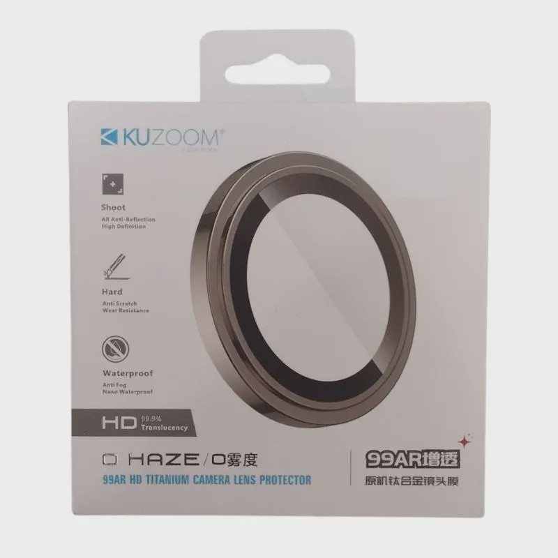 محافظ لنز iPhone 12 Pro Max آیفون رینگی فلزی - شیشه ای اورجینال کوزوم KUZOOM رنگ نقره ای Silver سه عددی کد 94565