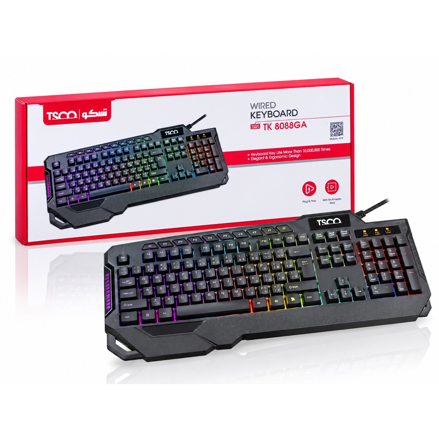 کیبورد باسیم تسکو مدل TK 8088GA با 104 کلید و 10 کلید مالتی مدیاجدید