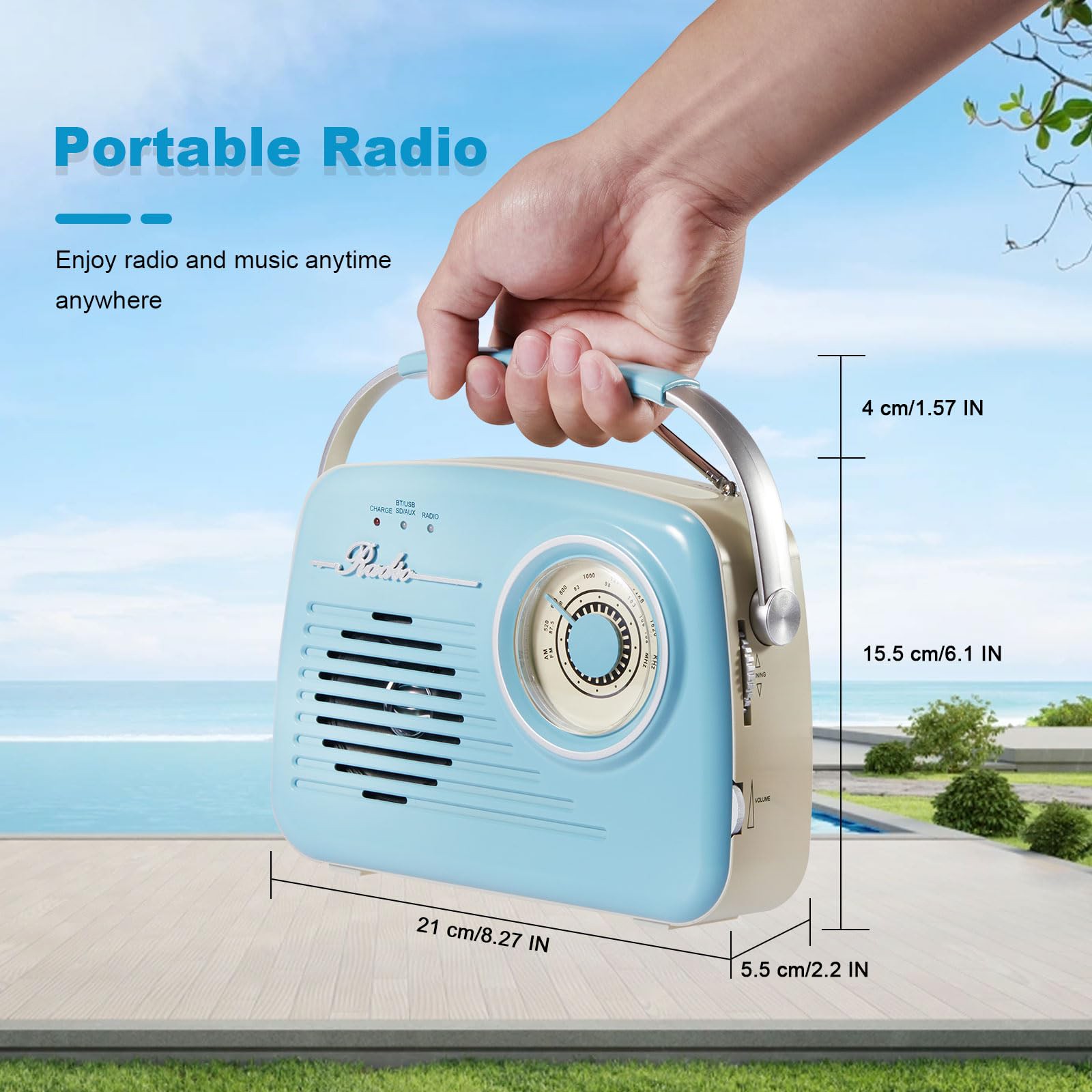 رادیو قابل حمل Bingxue P350؛ رادیو AM FM با بلوتوث، USB و کارت حافظهجدید