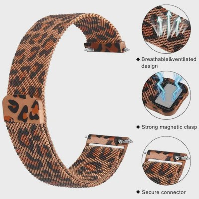 بند استیل زنانه طرح پلنگی مناسب ساعت سامسونگ گلکسی واچ پنج سایز 44 میلی متر Galaxy Watch 5 44mm از جنس استیل ضد زنگجدید