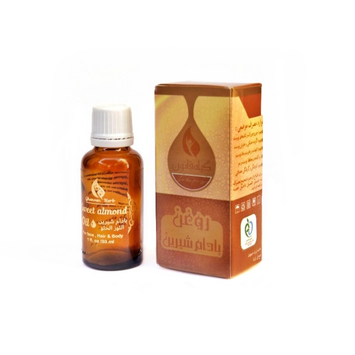 روغن بادام شیرین گیاه قانون مدل 08 حجم 30 میلیلیتر مناسب انواع پوست، مرطوبکننده و نرمکننده پوست و موجدید