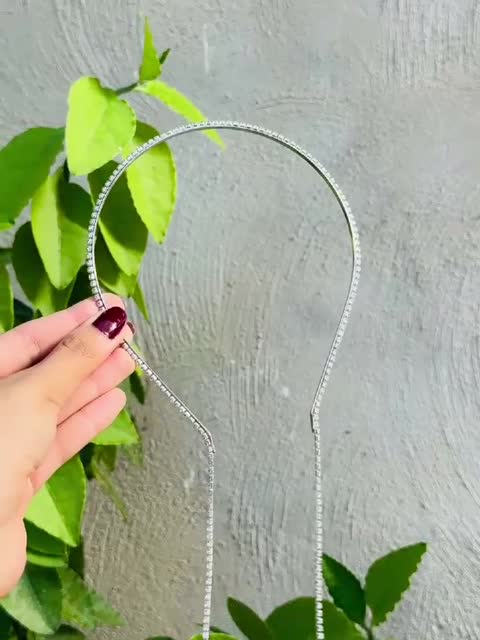 تل مو زنانه مجلسی دو لاین نگینی آویزدار وارداتی