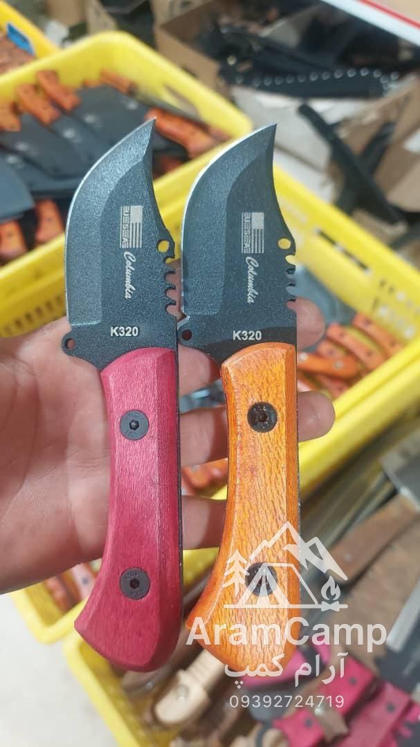چاقو سفری k320 دسته چوبی با غلافجدید