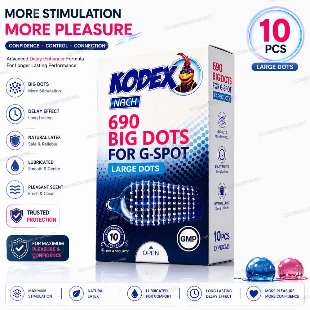 کاندوم خاردار کدکس مدل BIG DOTS بسته 10 عددی