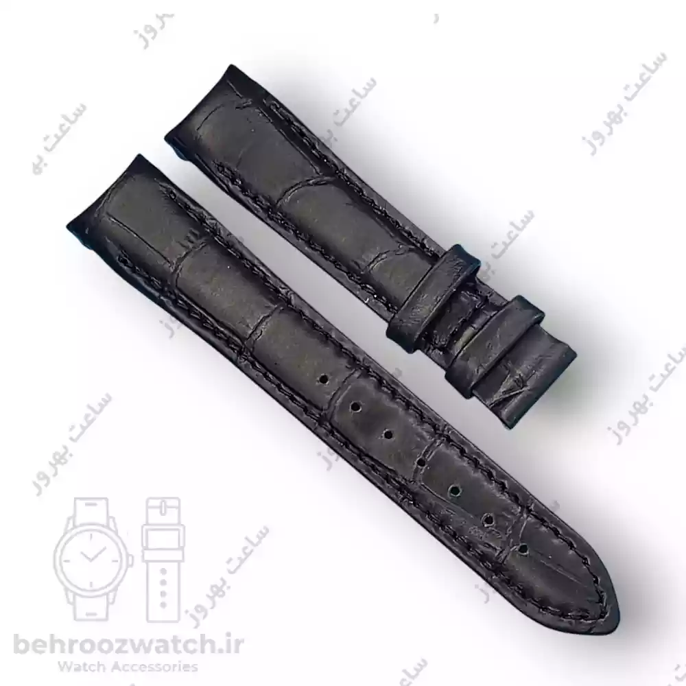 بند ساعت فیکس نیک چرم طبیعی کروکودیلی مشکی 18