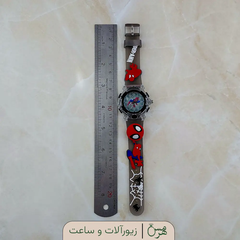 ساعت مچی بچگانه طرح مرد عنکبوتی (موزیکال، چراغ دار و اسپینری)