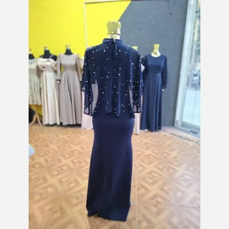 ماکسی مجلسی شنلی مدل بهاره جنس دالقیچ مروارید کوبی و نگین