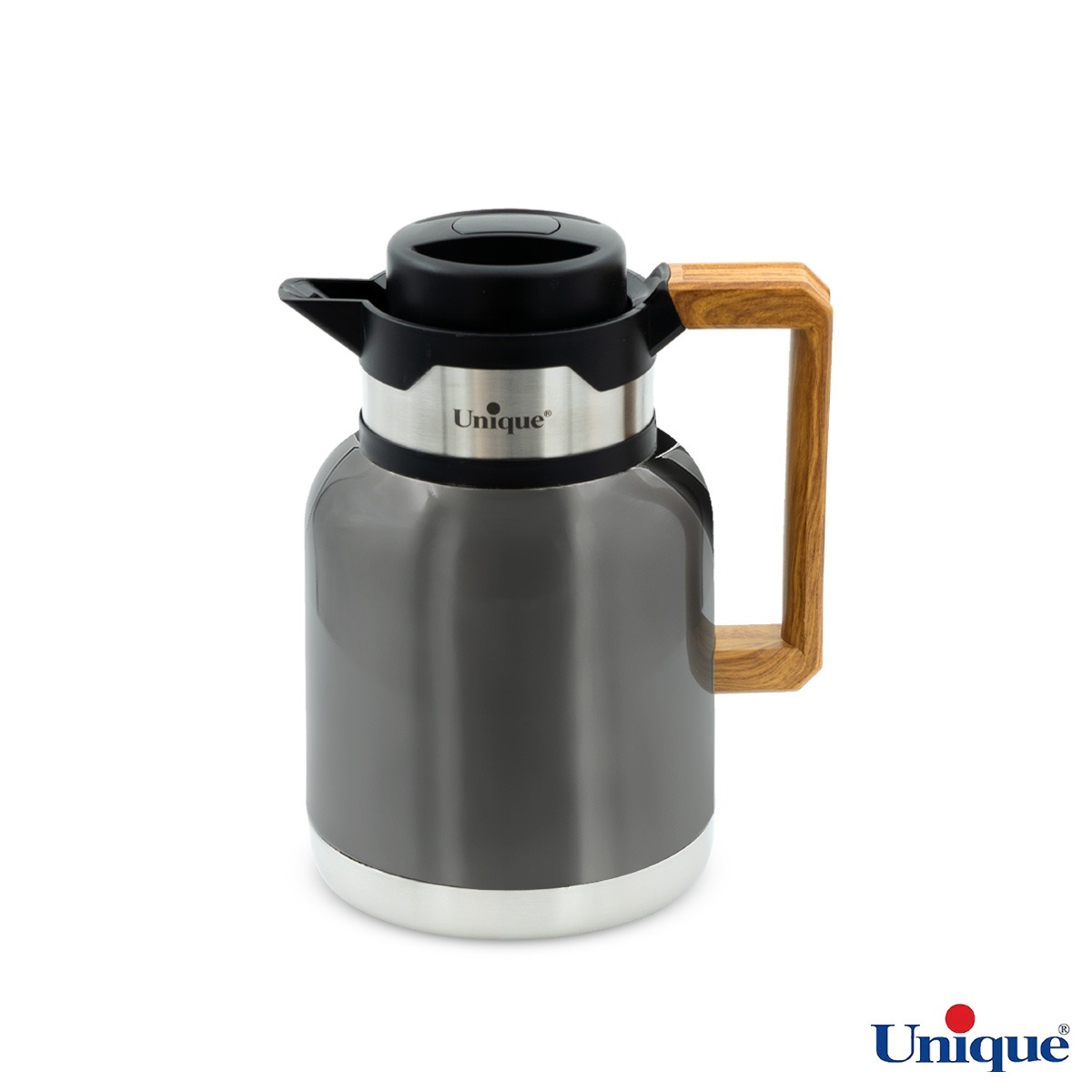 فلاسک استیل یونیک مدل UN-1856 ظرفیت 1 لیتر بدون شیشه با دسته چوبیجدید