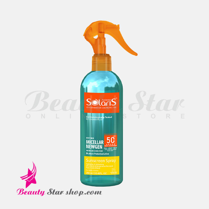 لوسیون ضد آفتاب دو فاز آردن سولاریس با SPF 50 مدل MICELLAR NEWGEN حجم 250 میلی لیتر