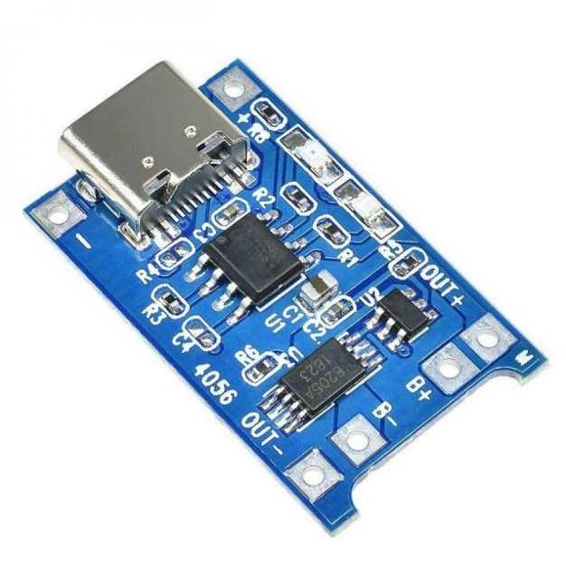 ماژول شارژر باتری لیتیومی 1 آمپر TP4056 دارای محافظ با ورودی USB TYPE-C