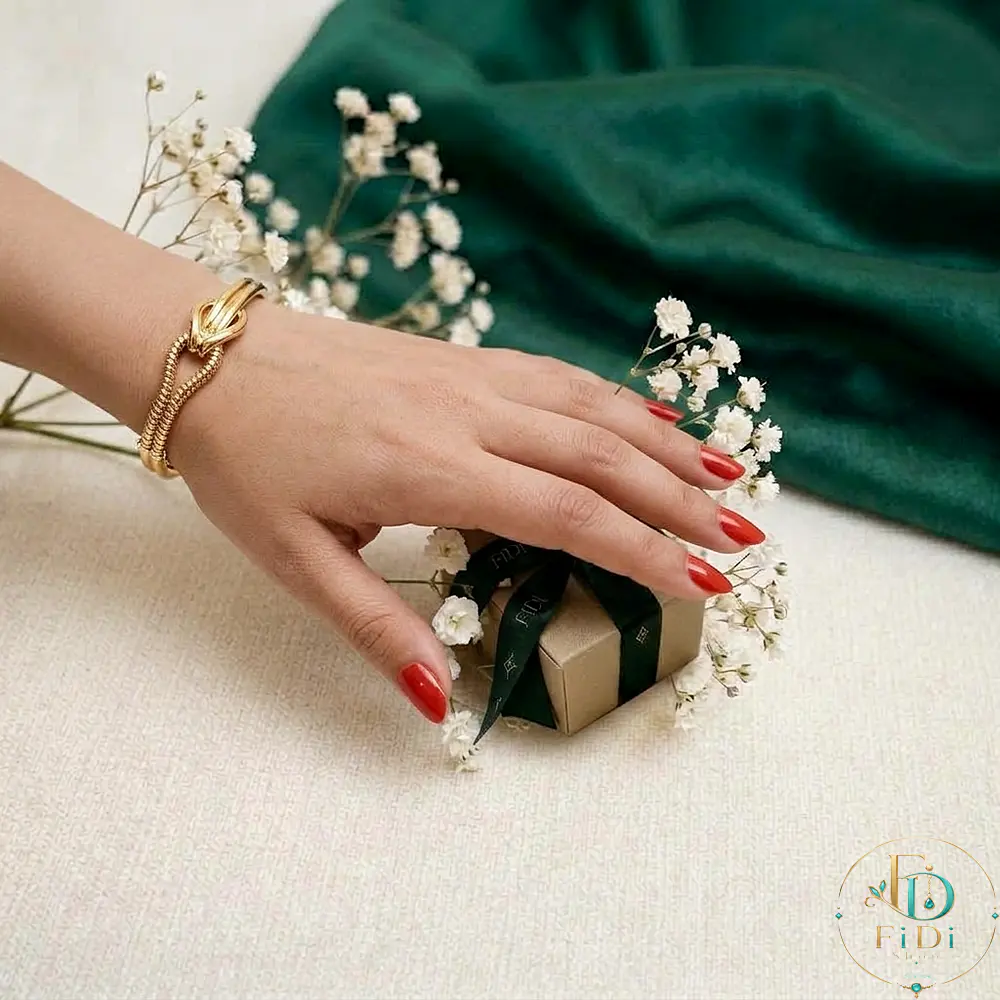 بنگل ژوپینگ طلایی طرح گره پاپیونی