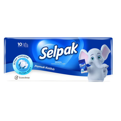 دستمال کاغذی جیبی سلپک Selpak مدل Cotton Enriched بسته 10 عددی