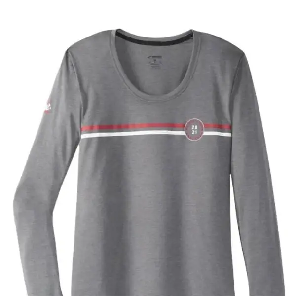 تیشرت آستین بلند زنانه طوسی تیره بروکس Brooks Distance Graphic Long Sleeve