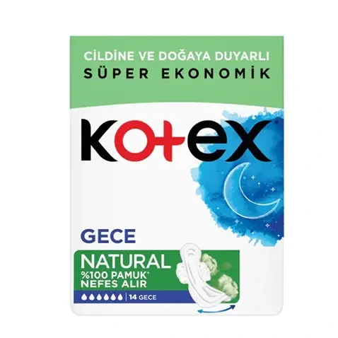 نوار بهداشتی NATURAL GECE کوتکس مخصوص شب بسته 14 عددیجدید