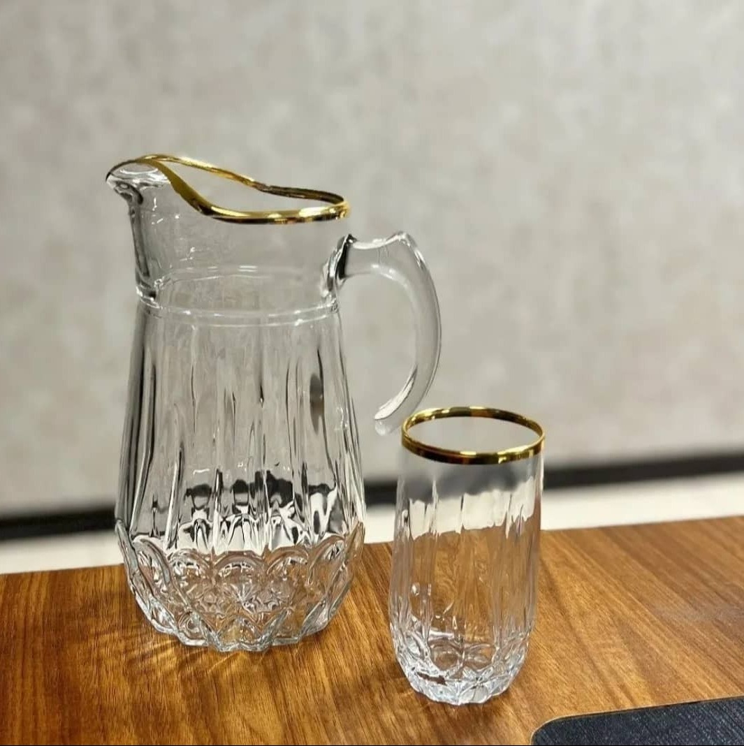 ست پارچ و لیوان مودنا لب طلا(یا نقره ای) نوری تازه (7 پارچه)