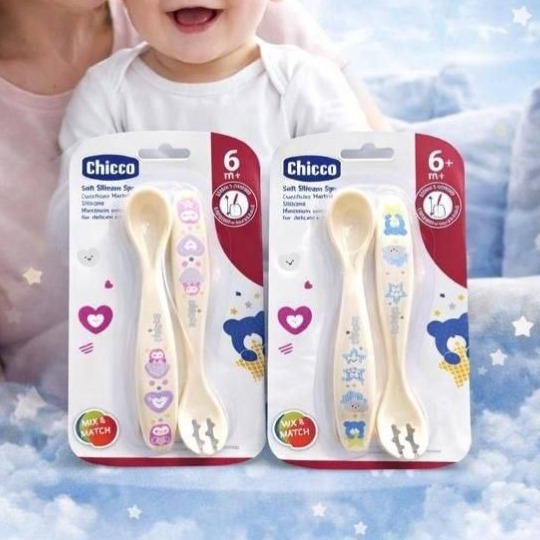 قاشق و چنگال تمام سیلیکونی چیکو
