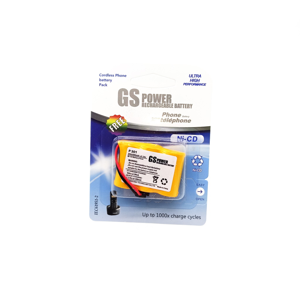 باتری شارژی تلفنی (P301) 3.6 ولت 300 میلی آمپر GS POWER