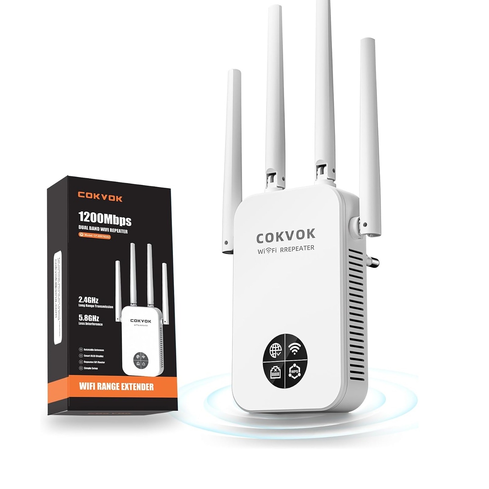 تقویت کننده وایفای دو بانده Cokvok 1200Mbpsجدید