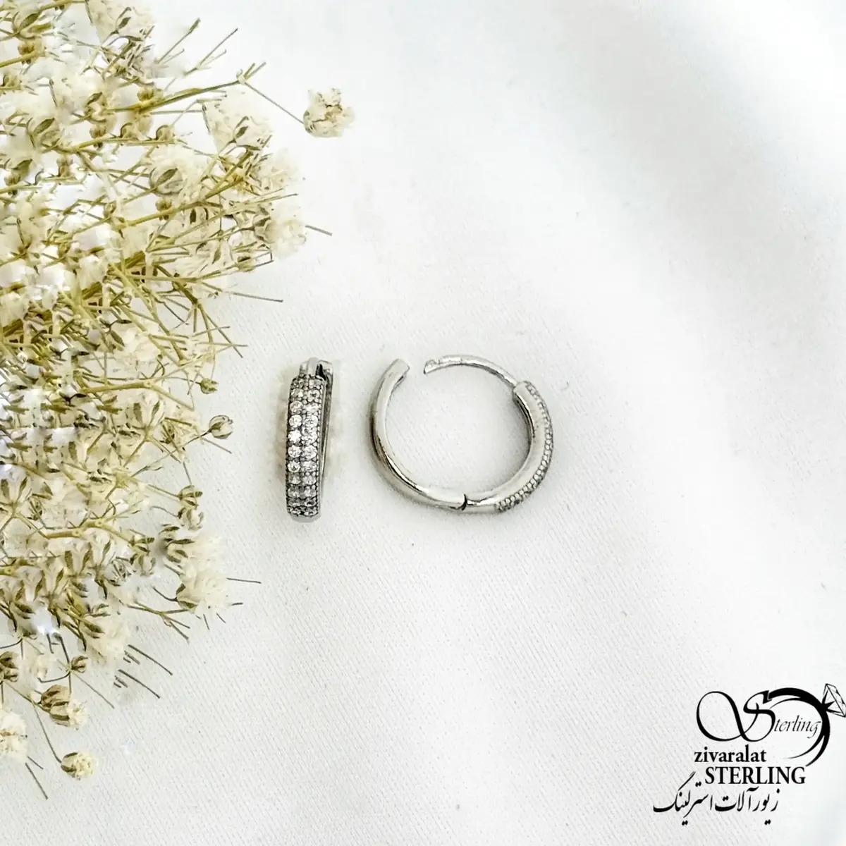 گوشواره نقره نگین دار (کلیپسی) عیار925 کد 21283