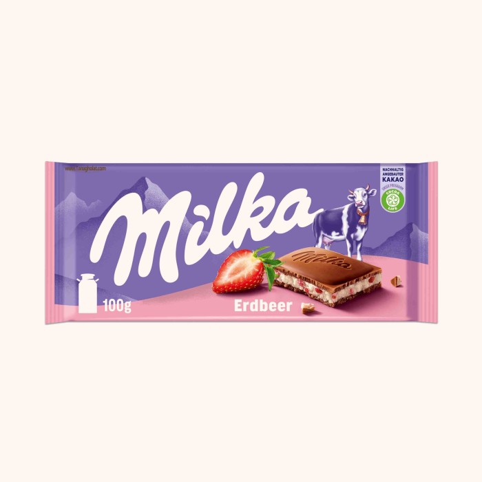 شکلات میلکا مدل خامه توت فرنگی 100 گرمی