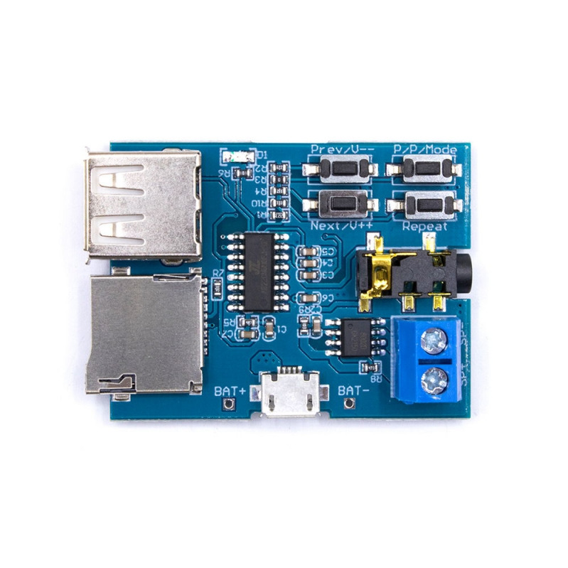 ماژول دیکودر فایل های MP3 با قابلیت خواندن دیتا از طریق MICRO SD و USB دارای کانکتور Micro USBجدید