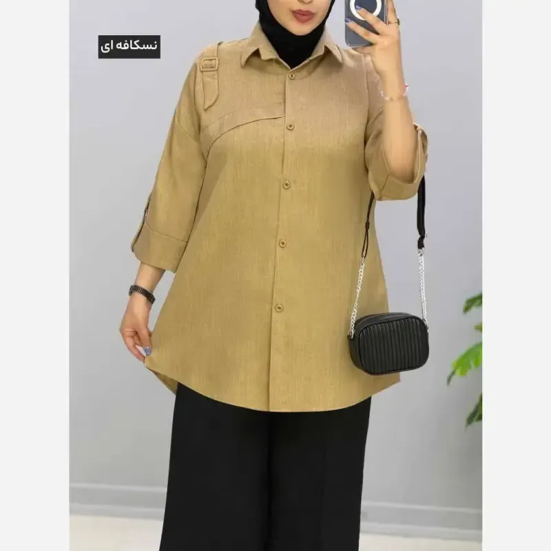 مانتو سگگ دار کامیلا جنس شانتون طرح درختی فری سایزجدید
