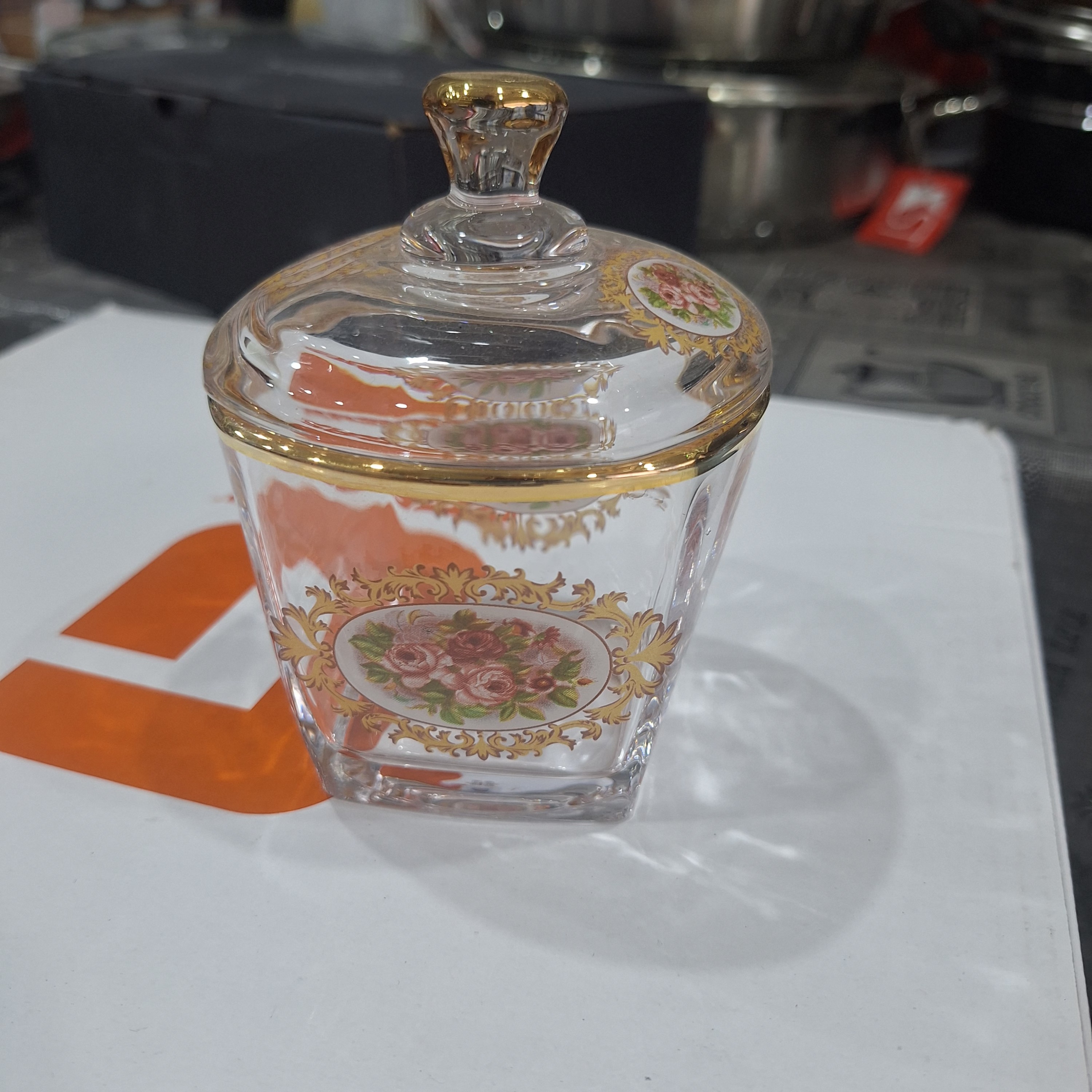 قندان استرلینگ گل طلا