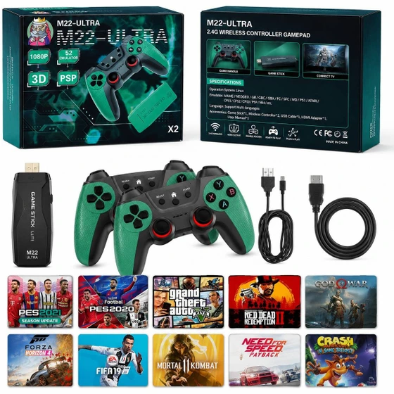 کنسول بازی M22 Ultra ظرفیت 64 گیگابایت با دو دسته بیسیم