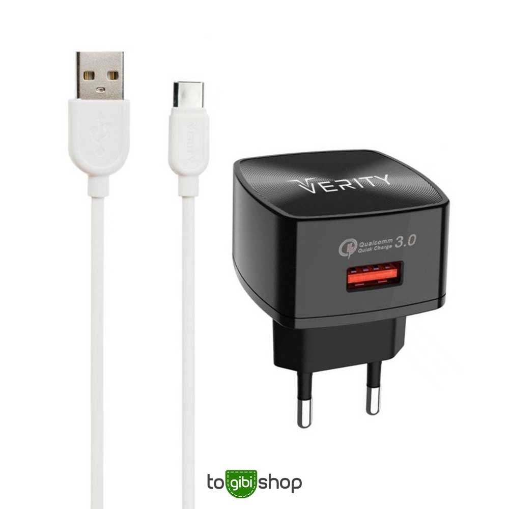 شارژر دیواری وریتی مدل AP-2118 به همراه کابل تبدیل USB-C
