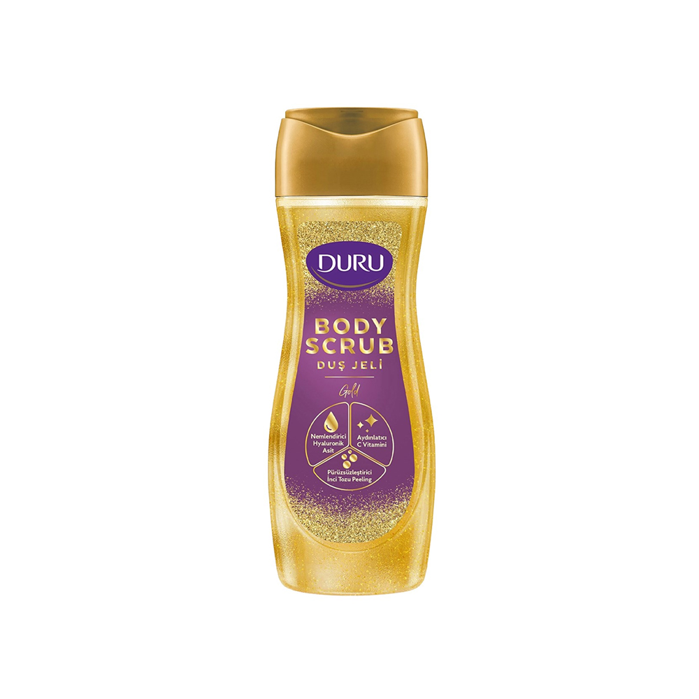 شاورژل و اسکراب بدن شاین دار دورو مدل GOLD طلایی حاوی پودر مروارید و هیالورونیک اسید حجم 450 میلجدید