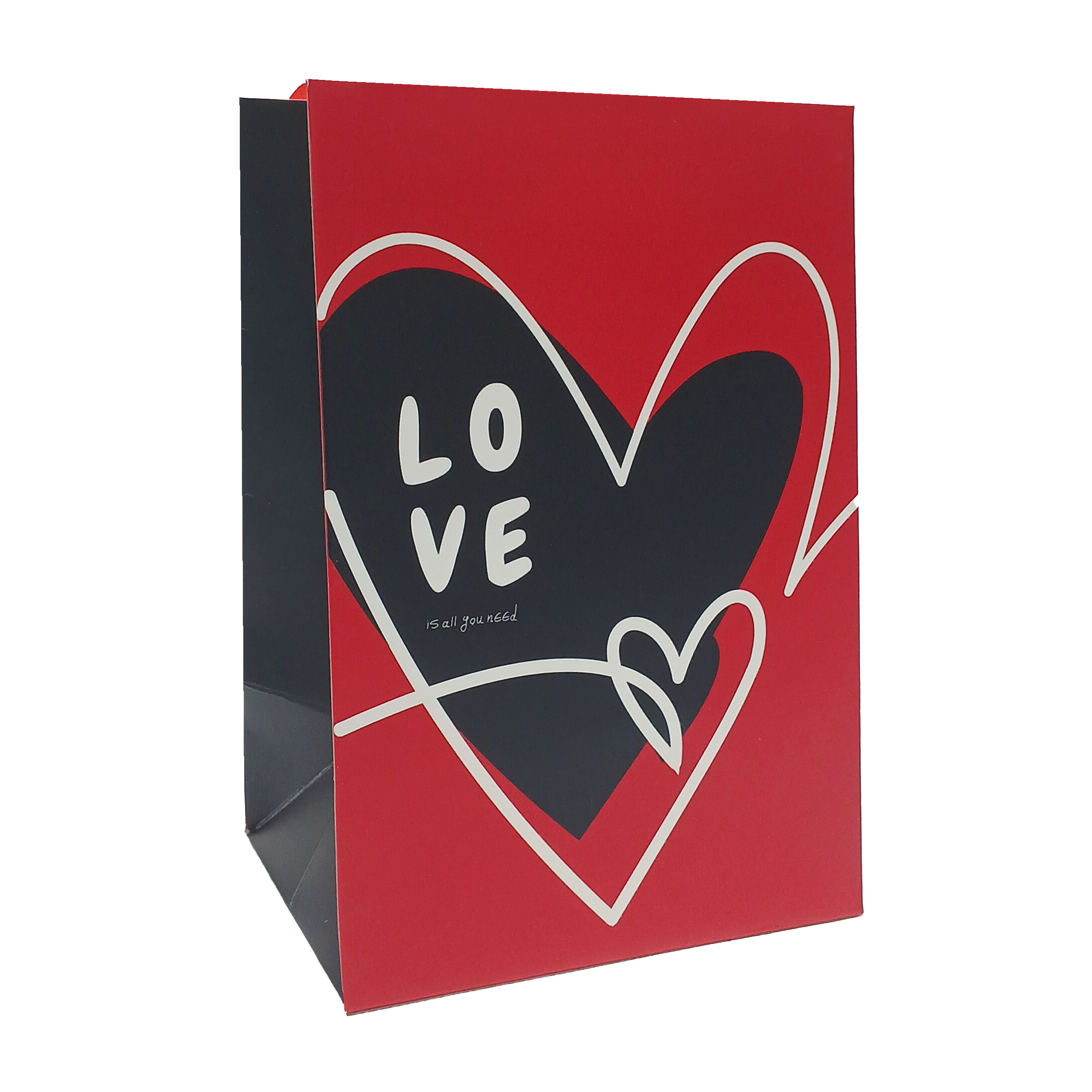 بگ و ساک دستی کادویی طرح قلب love لاو 13/5 در 20 در 10 - مشکی قرمز
