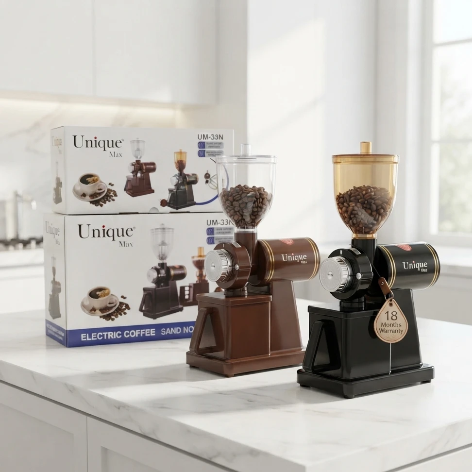 آسیاب قهوه نیمه صنعتی یونیک مکس Unique Max مدل UM-33N مخزندار حرفهای با درجه تنظیم آسیاب