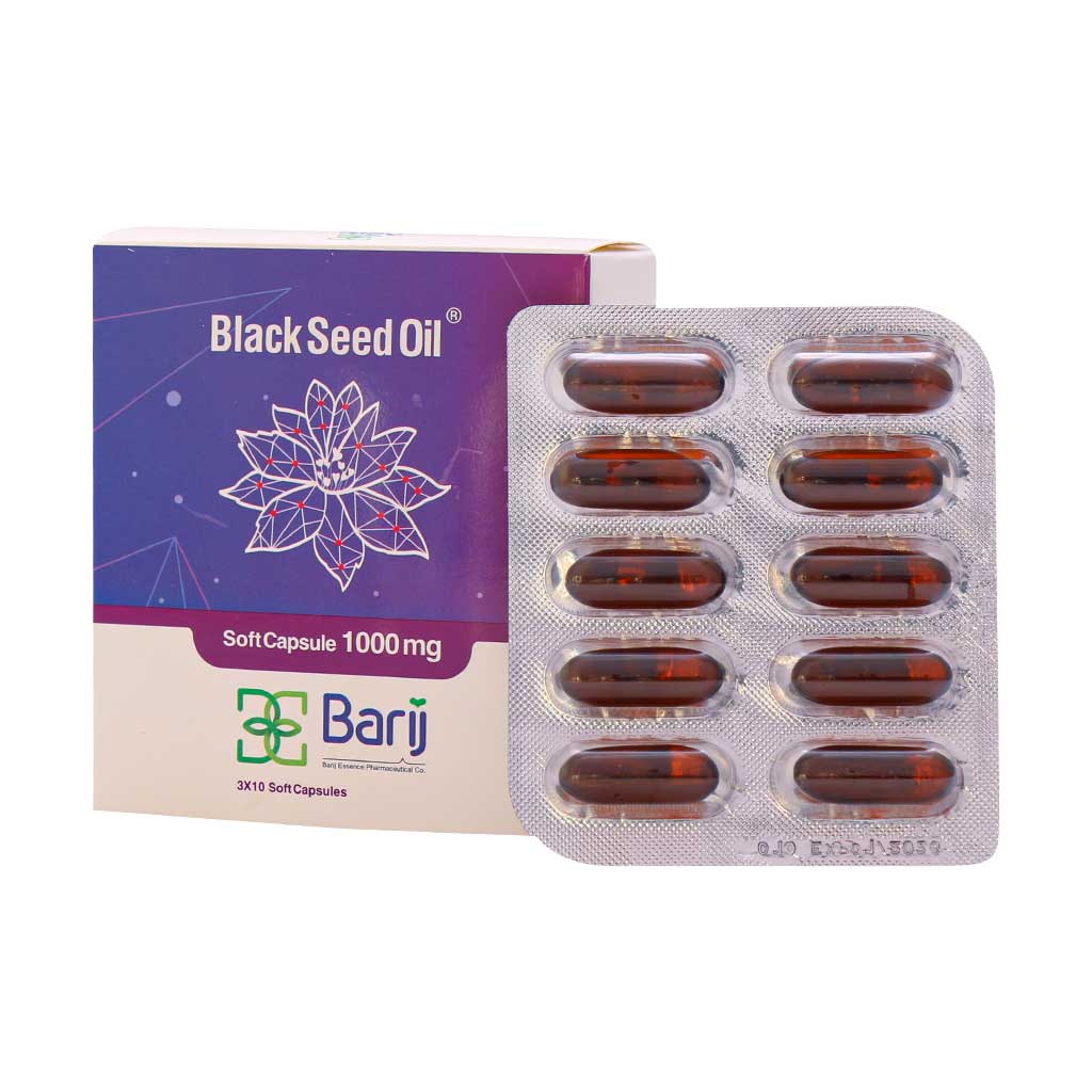 کپسول نرم روغن سیاه دانه 1000 میلی گرم باریج اسانس 30 عددی
