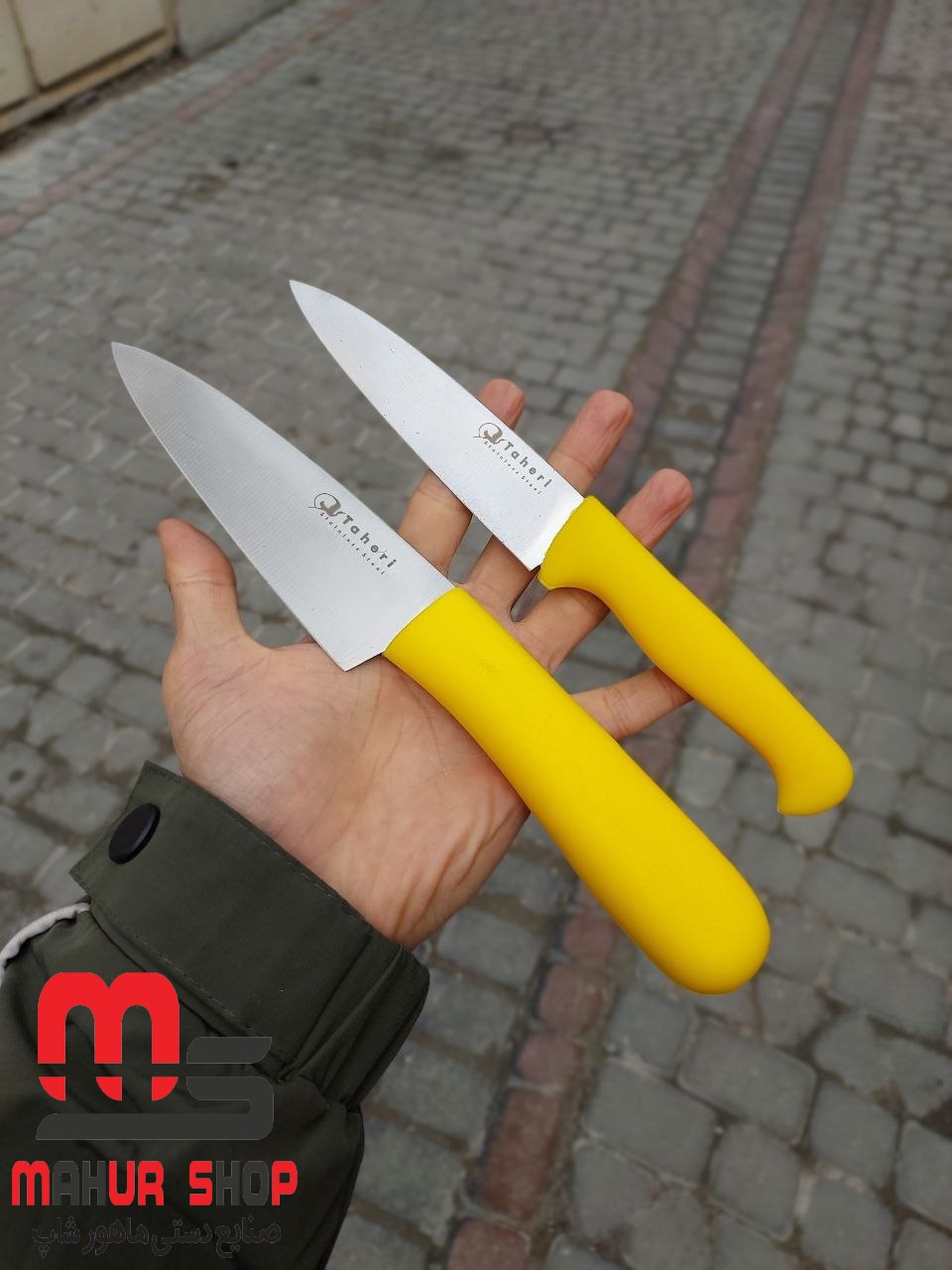 چاقو آشپزی طاهری تیغه استیل با کیفیت دسته پلاستیک مقاوم بسته 2 عددی