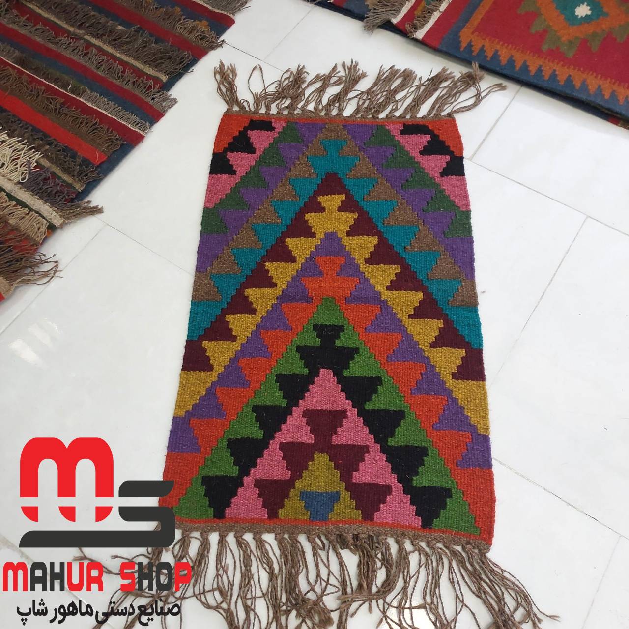گلیم دستبافت پادری پشم 60×100 cm دو رو کد 14