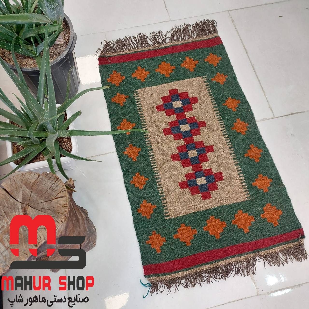 گلیم دستبافت پادری پشم 60×100 cm دو رو کد 3