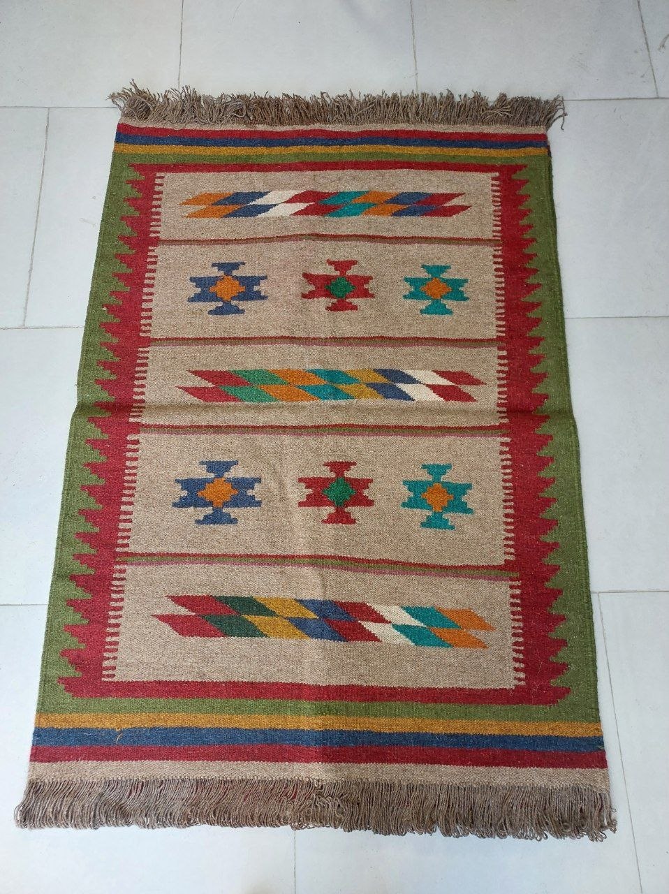 گلیم دستبافت پشمی ذرع و نیم(100 در 150) cm ضخیم دو رو کد 114جدید