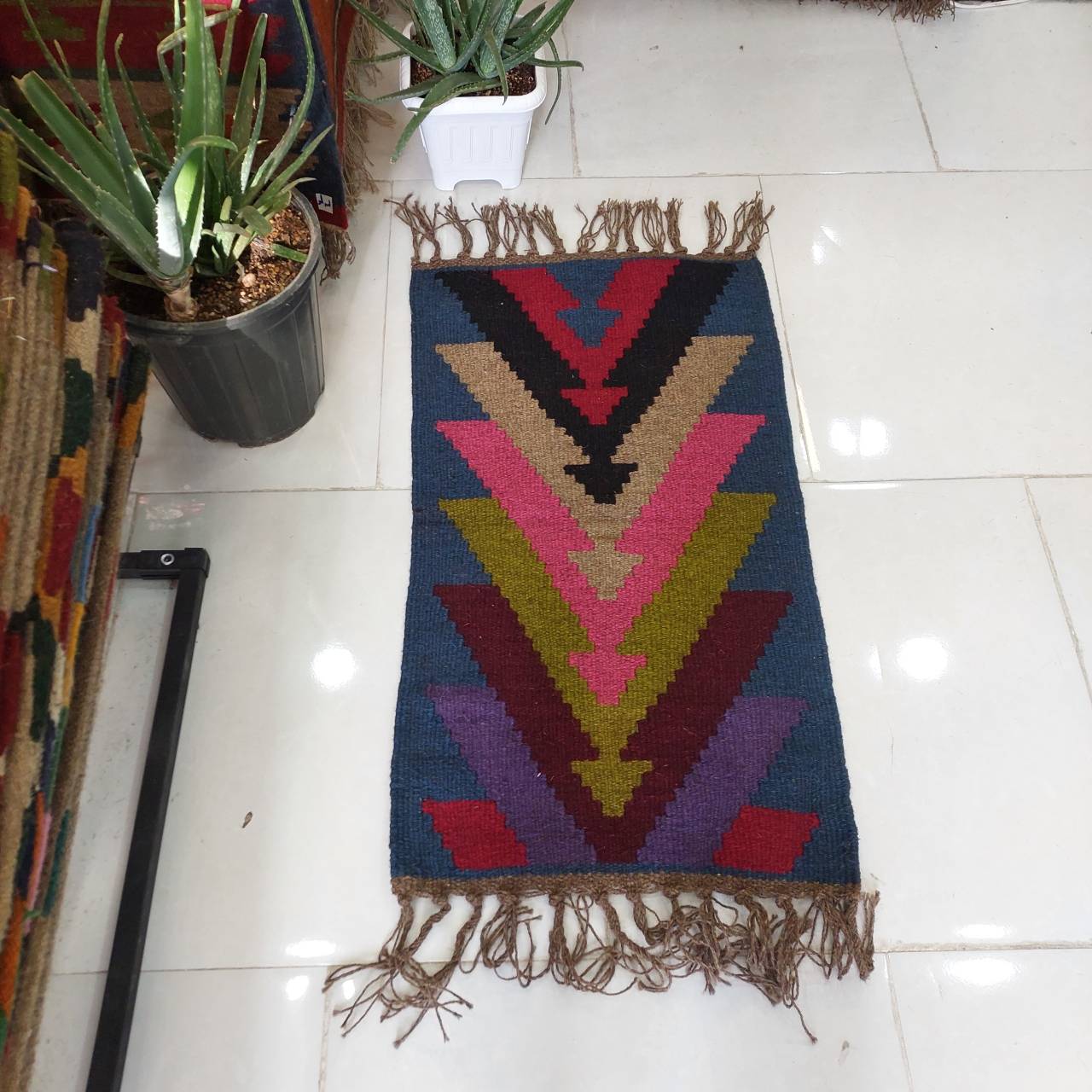 گلیم دستبافت پادری پشم 60×100 cm دو رو کد 37
