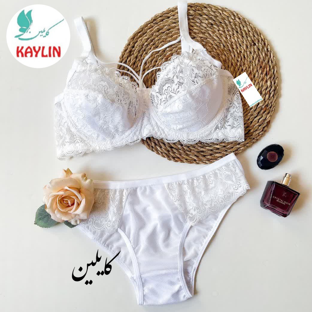 ست سوتین و شورت گیپور سفید سایز 70تا90،ست شورت و سوتین سفید فنردار،ست لباس زیر زنانه