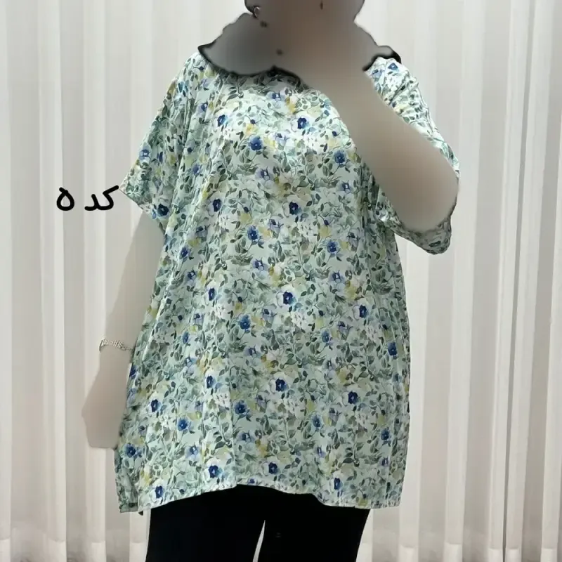 تیشرت نخی زنانه دکمه دار فری سایز مناسب تا سایز 52جدید
