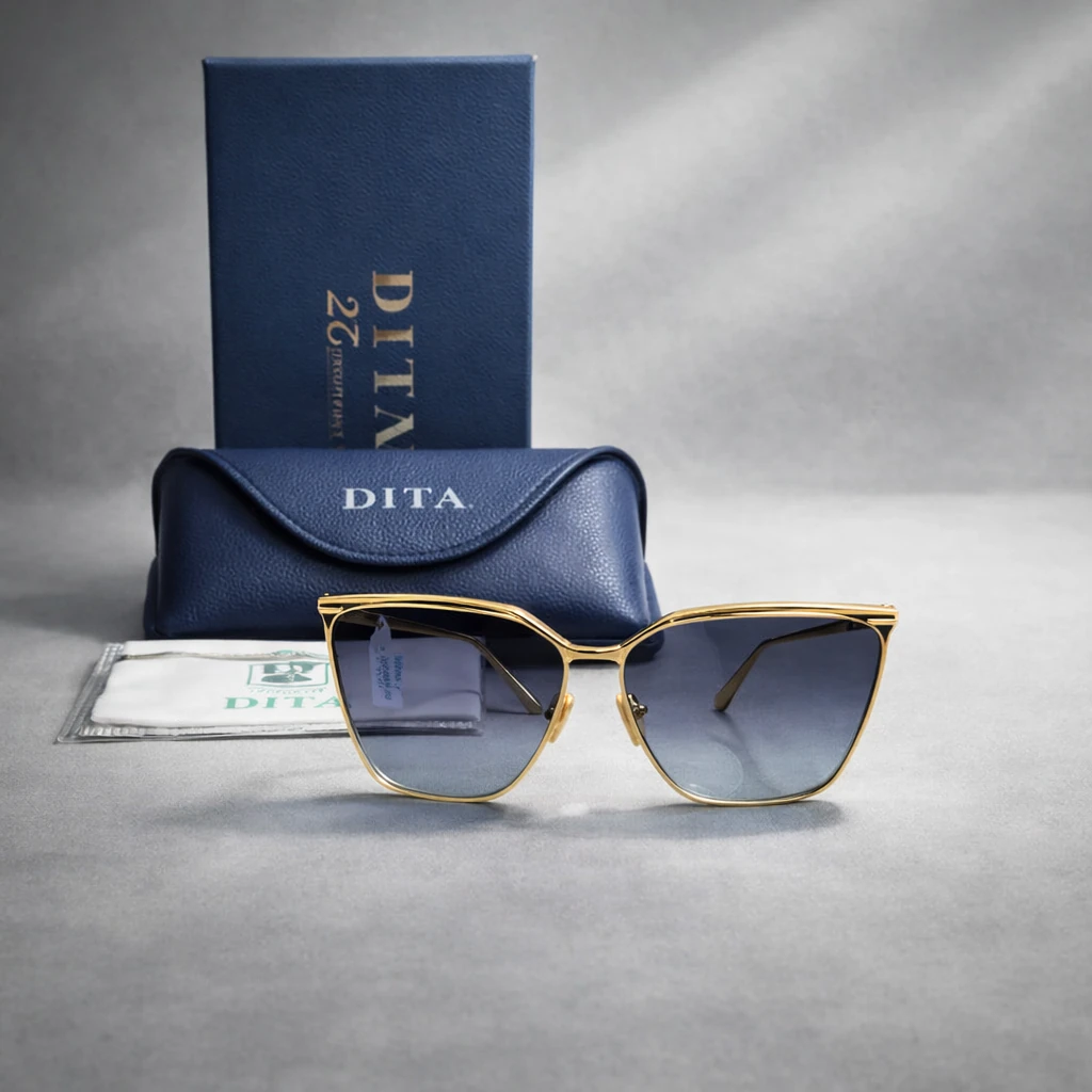 عینک آفتابی زنانه DITA مدل Ravitte مستر کوالیتی | فریم فلزی طلایی UV400