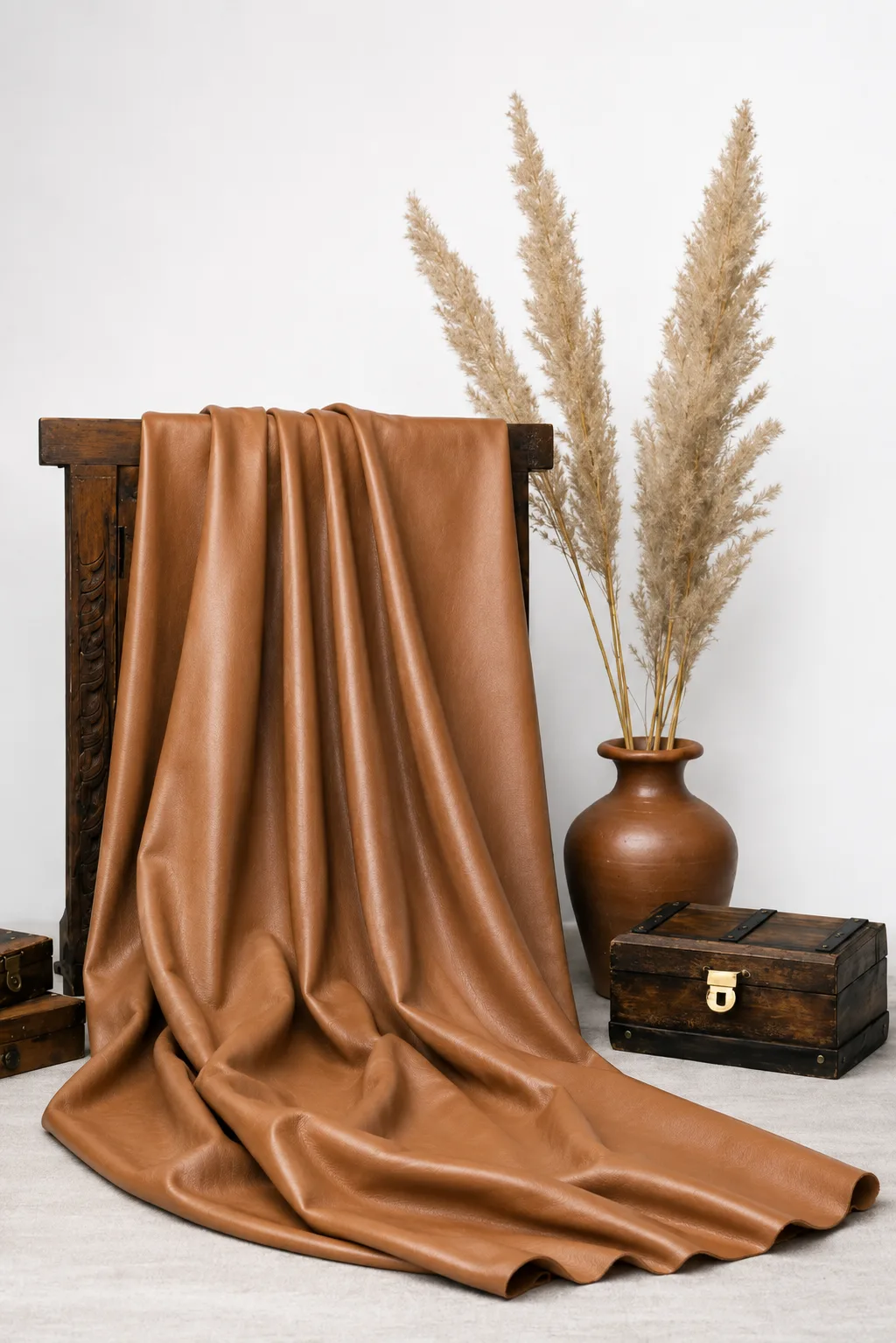 پارچه چرم پشت جودون قهوه ای تافی مسکو