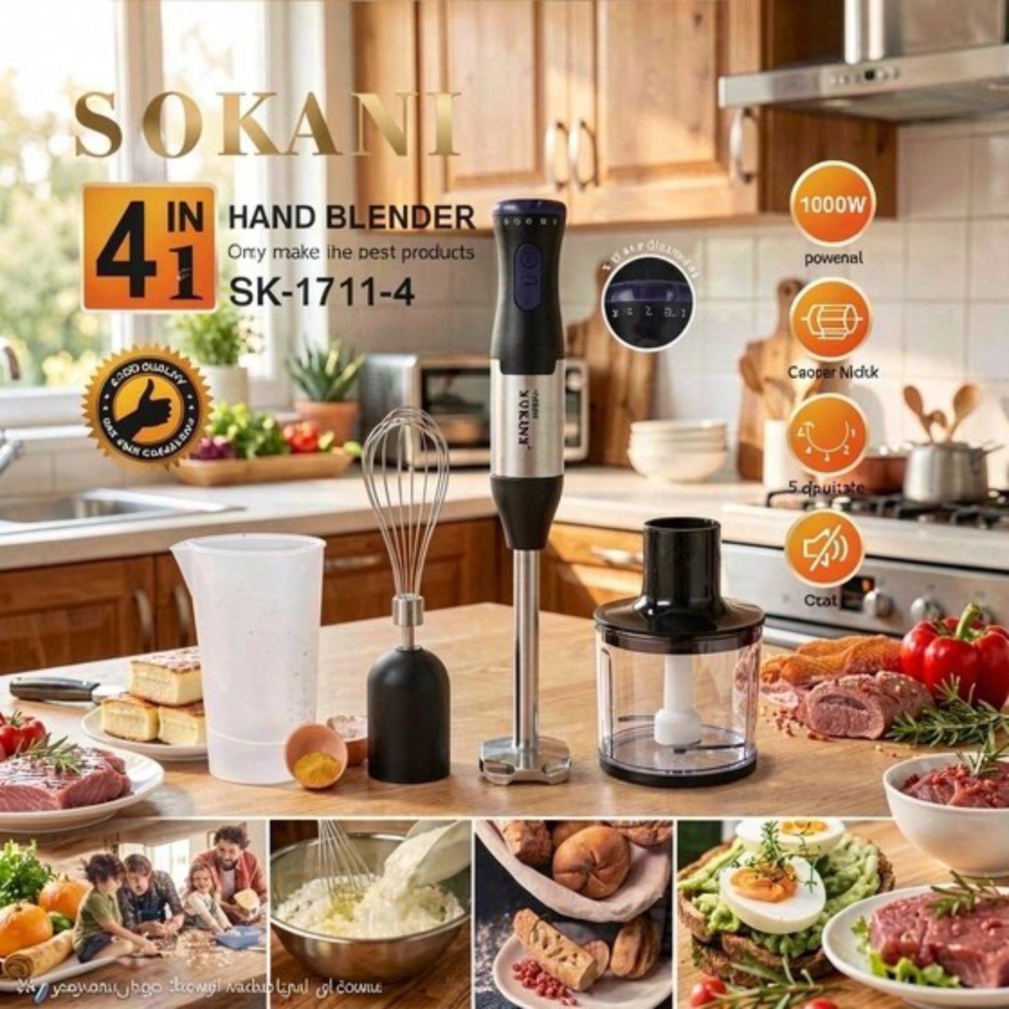 گوشتکوب برقی 4 کاره سوکانی (Sokany) مدل SK-1711-4